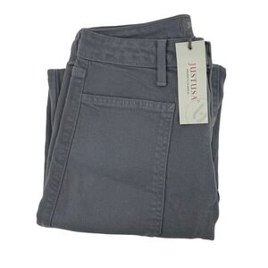JUST USA Womens Sloane HR Patch Pocket Wide Leg Jeans Space Grey Size 28